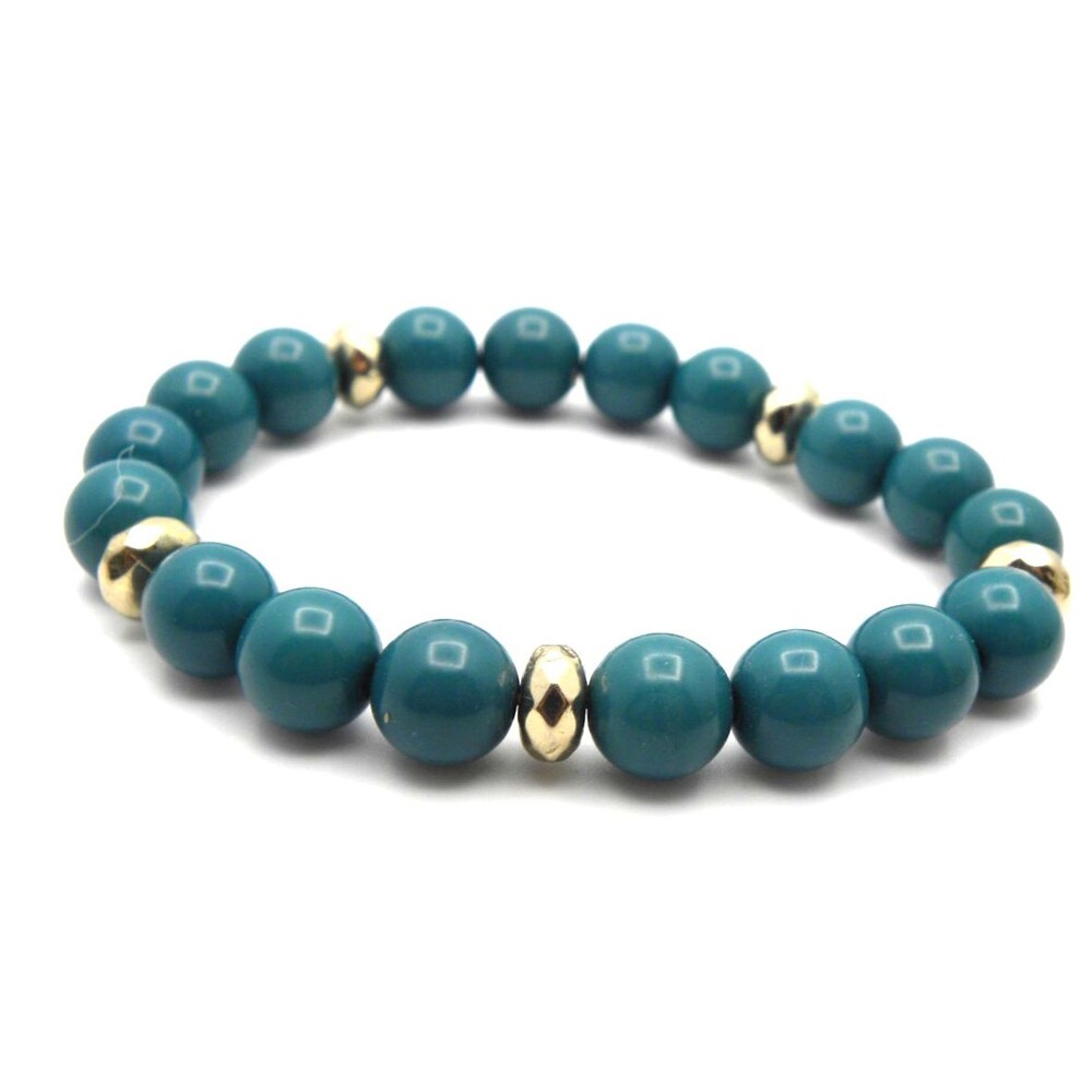 Minimalist Stackable Bracelet Stretch Elastic Teal Blue Boho Chic Beach Ocean